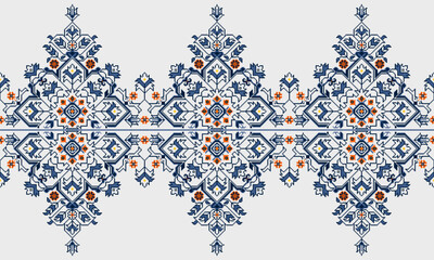 Floral traditional Ukrainian cross-stitch Embroidery pixel Geometric ethnic pattern. Romanian, Vyshyvanka, Slavic ornament style.Detailed Vector for border,neckline embroidery,neckline design,textile