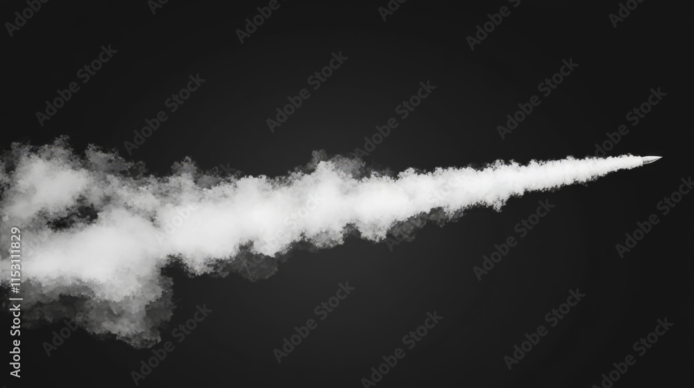 Poster set of realistic airplane contrails png on transparent background. vapor tracks left in sky after ai