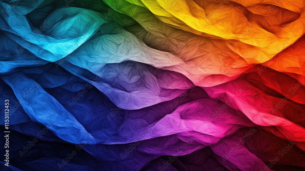 Poster vibrant colorful wave patterns abstract art digital design creative space close-up visual aesthetics