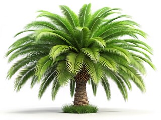 Fototapeta premium Lush Green Date Palm Tree Isolated White Background Stock Photo - Royalty Free Image