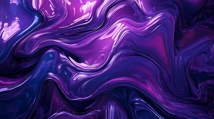 Obraz premium Fluidly Swirling Purple and Blue Abstract 3D Render: Vibrant Digital Painting Texture. AI Generated