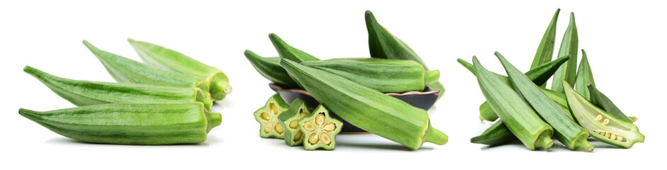 Obraz premium fresh okra isolated on a white background