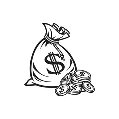 Money sack illustration clipart vector