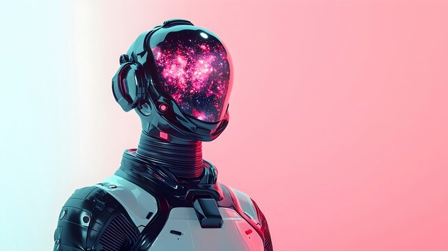 Futuristic Robot with Cosmic Head Design