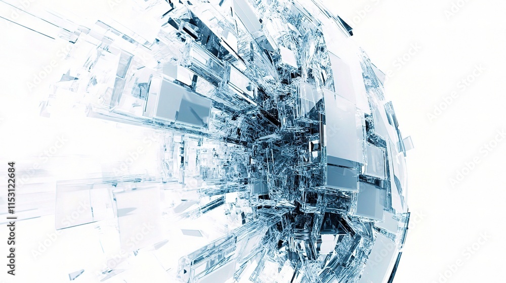 Poster futuristic representation of earth with technological structures