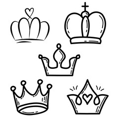 crown outline icon set