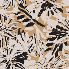 Neutral Colour Abstract Floral Seamless Pattern Design