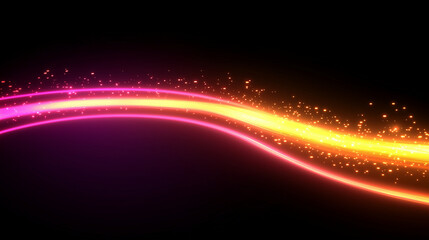 abstract yellow and pink mixed light line isolated on dark background for wallpaper
