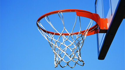 captured a basketball hoop with blue sky