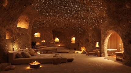 Cave Bedroom Design Featuring Ambient Lighting and Candles