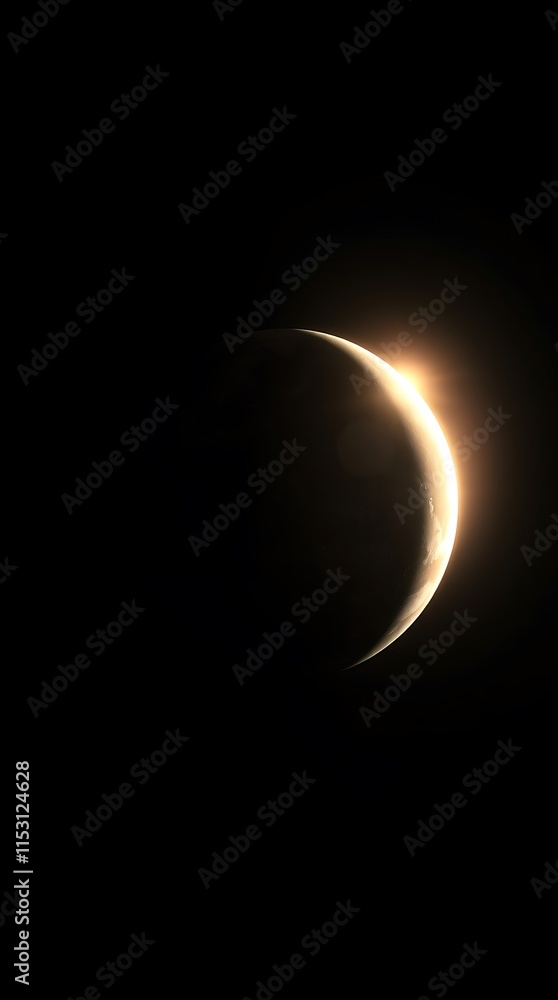 Poster planet illuminated by intense light creating stark shadows