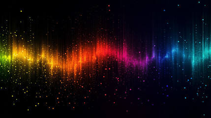 vibrant multi-color bokeh lights on the dark background, rainbow color, wallpaper