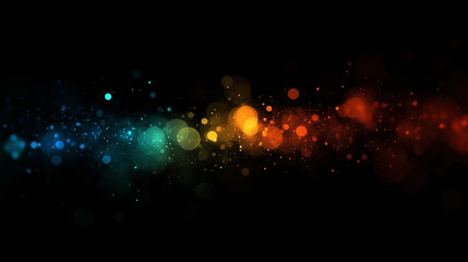 vibrant multi-color bokeh lights on the dark background, rainbow color, wallpaper