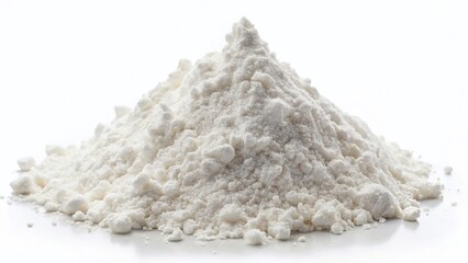 Fine White Powder, Isolated on White Background - High-Resolution Stock Photo