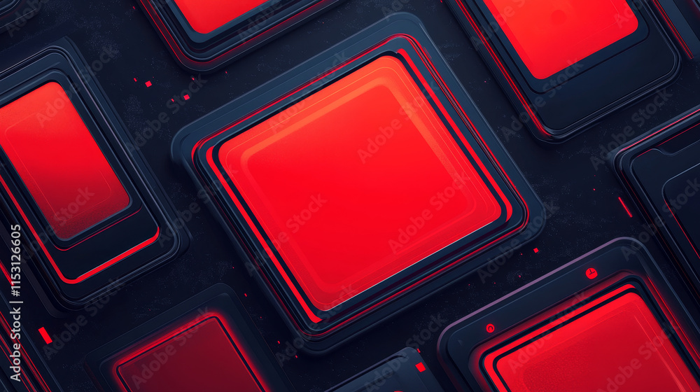 Poster game stream ui borders set isolated on black background. vector realistic illustration of red frames