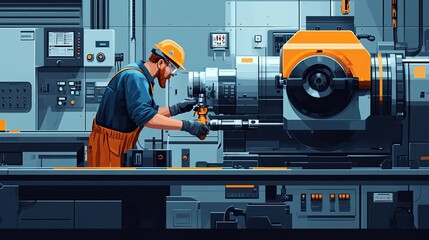 Industrial Worker Operating Advanced Machinery