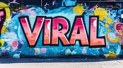 Fototapeta premium grungy street wall painted in graffiti style with word 