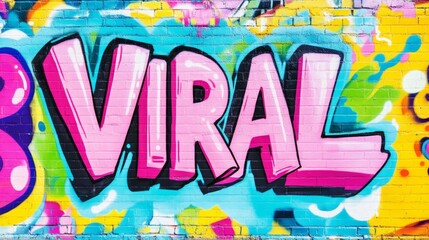 grungy street wall painted in graffiti style with word  "  VIRAL   "