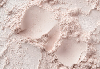 White clay cosmetic texture on the background, close-up. Close-up of a white clay swatch.