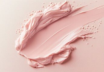 Close-up of a pink clay cosmetic texture for the face and body, a cream or mask with oil
