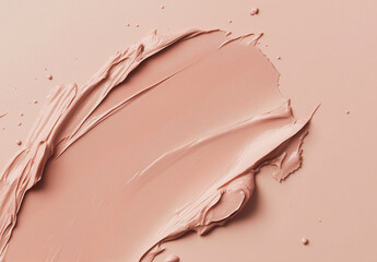 Pink clay cosmetic texture on the background, close-up. Background of smudged cream for face or body mask. Close-up of a pink creamy swatch.