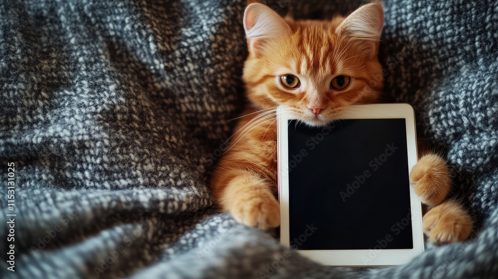 Aufkleber man hands with tablet computer with empty white screen. african american person hands hold and use d