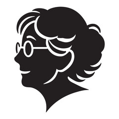 Elegant Silhouette of an Elderly Woman with Glasses