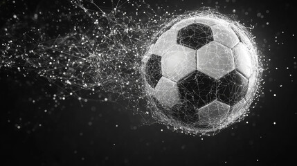 Fototapeta premium A soccer ball of particles. A soccer ball consists of small circles and dots.