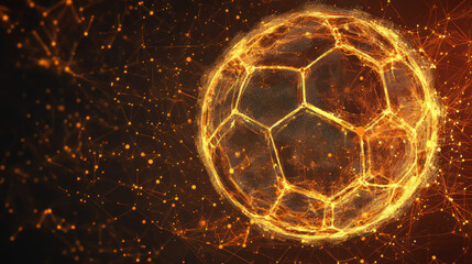 A soccer ball of particles. A soccer ball consists of small circles and dots.