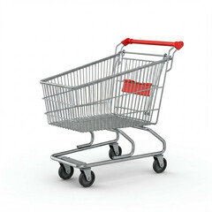 empty shopping cart on white background 3d render isolated