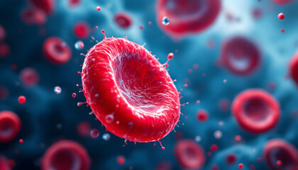 Red Blood Cells Flowing in Bloodstream, Microscopic View of Blood Cells in Vessel, Human Blood Circulation, Medical Illustration