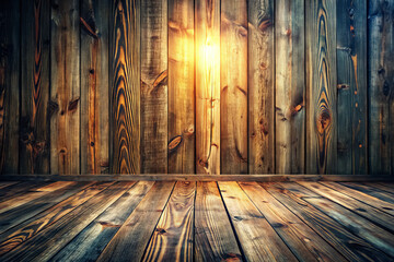 warm, sunlit wooden interior showcasing rich textures and tones, perfect for vintage aesthetic. interplay of light and shadow creates cozy atmosphere