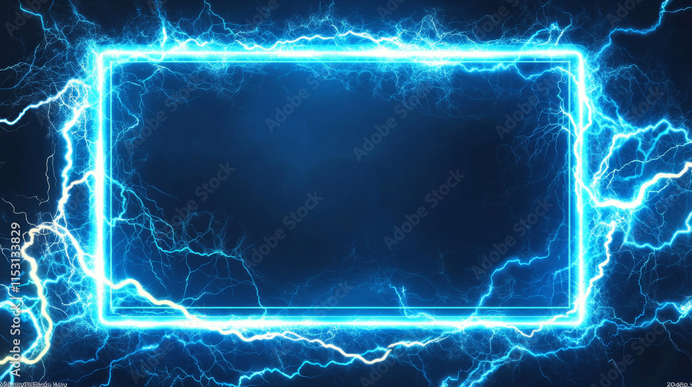 Aufkleber lightning frames, blue electric borders of rectangular and square shapes with thunder bolt effect. i