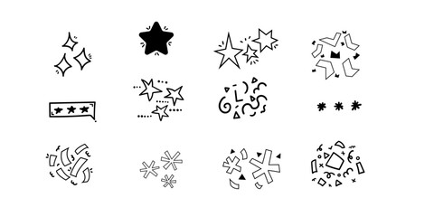 Confetti and Star Design collection Set,Element for Background Decoration and arrangement,Hand Drawn design set,Card and Print  design element. 