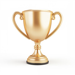 3D illustration cute cartoon Beautiful Trophy cup. Champion trophy, shiny gold cup on white background.