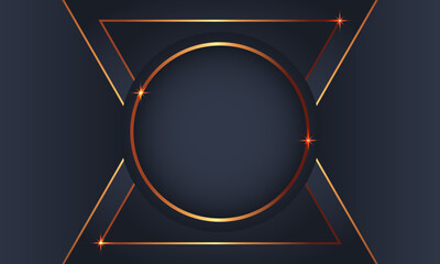 Elegant Golden Circle Luxury Background. copy space lighting sparkle glowing dots particle vector.