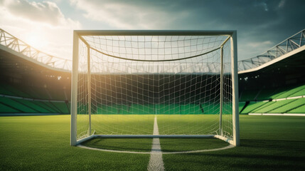 Fototapeta premium Empty football goal in the stadium