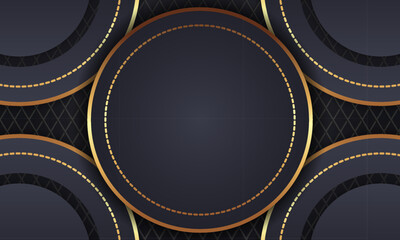 Elegant Golden Circle Luxury Background. copy space lighting sparkle glowing dots particle vector.