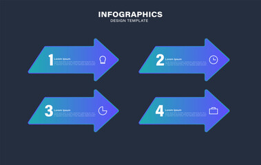 4 options arrow infographic design template. Vector illustration.