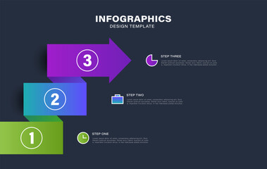 Arrows infographic template. Three step of business growth.