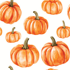 Vecter illustration of Watercolor seamless pattern with pumpkins