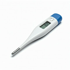 white digital thermometer isolated on white background