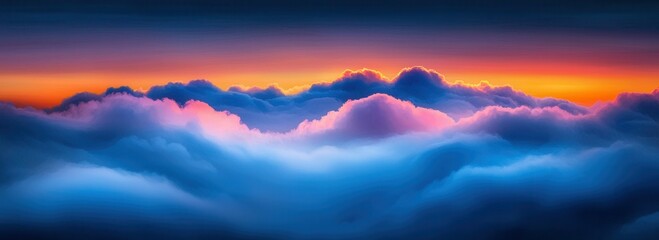 Fototapeta premium Beautiful Sunrise Over Soft Colorful Clouds in Sky at Dawn with Vibrant Hues