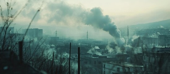 Fototapeta premium Smog-Covered Cityscape: An Urban Atmosphere of Pollution