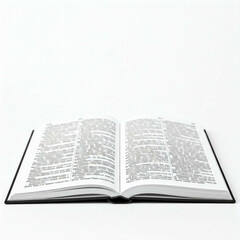 Obraz premium open dictionary book on white background with black cover and white pages