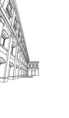 Fototapeta premium Elegant Classic Building Line Illustration. AI Generated