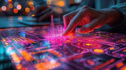 Digital sticky notes and doodles on a glowing tablet