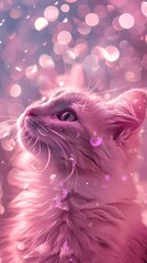 Digital pink glitter masonry cat poster background