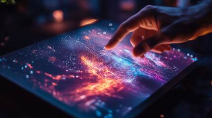 The hologram palette. Holographic projection palette. A flickering energy stream of particles. Scientific design palette.