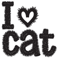 Fototapeta premium I love cat fur text effect t shirt design 